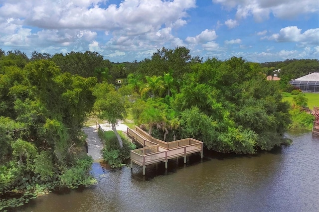 view of dock featuring a water view