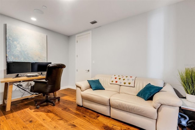 office area featuring wood-type flooring