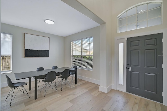 foyer with light hardwood / wood-style floors