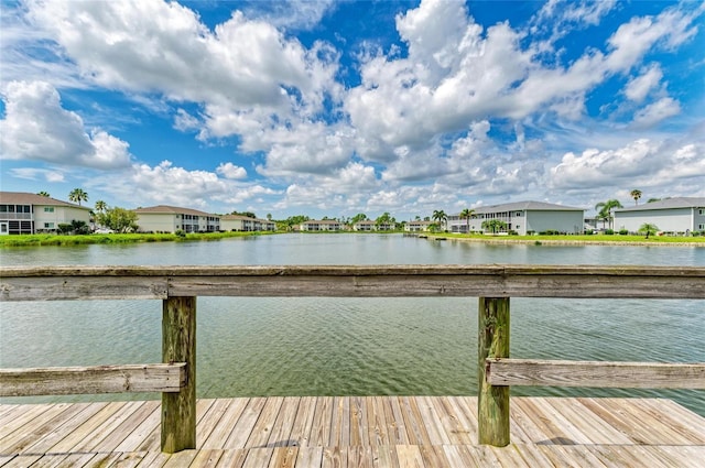 dock area with a water view