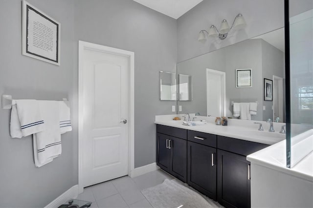 bathroom featuring vanity and tile patterned floors