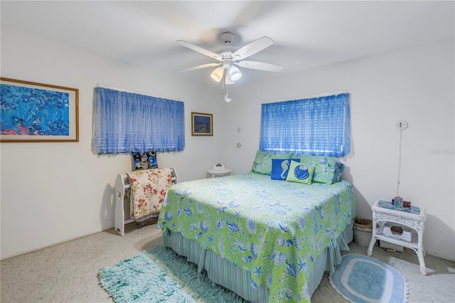 bedroom featuring ceiling fan