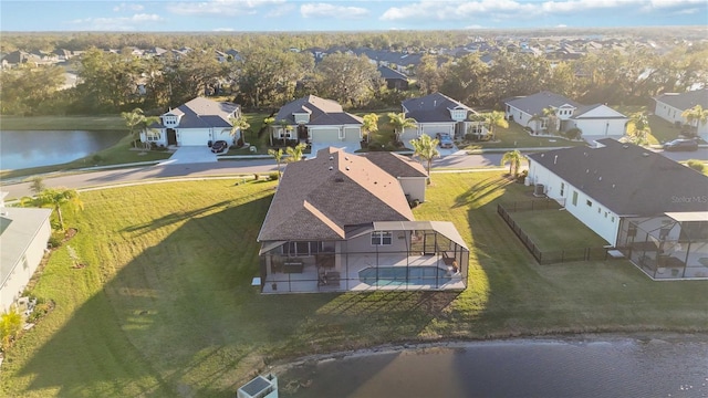 bird's eye view featuring a water view