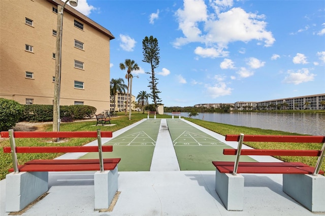 view of community featuring a water view