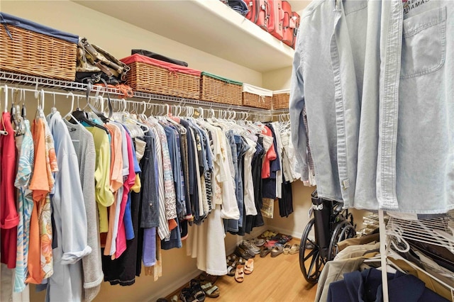 spacious closet with wood-type flooring