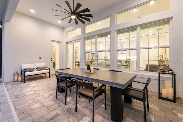 dining area featuring ceiling fan