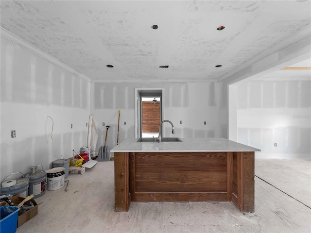 kitchen featuring sink and a center island with sink