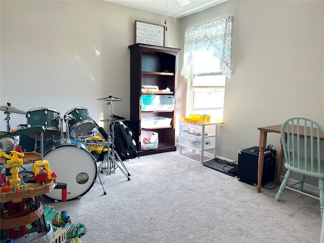 game room featuring carpet floors