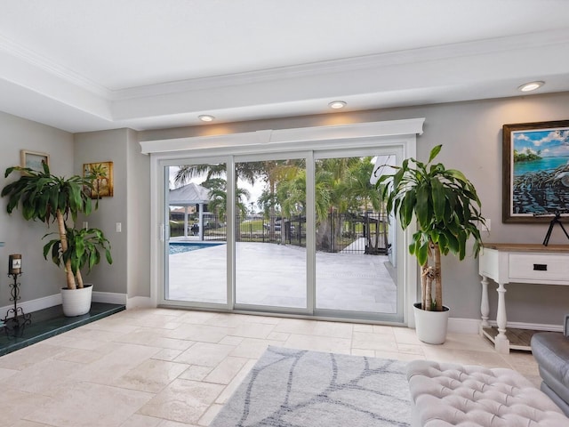 doorway with crown molding