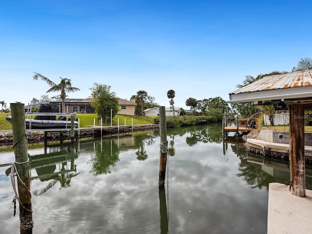 dock area featuring a water view