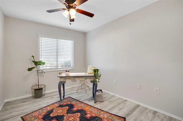 2211 Sunset Dr Unit E3, Bradenton, FL 34207 - office featuring ceiling fan and light hardwood / wood-style flooring
