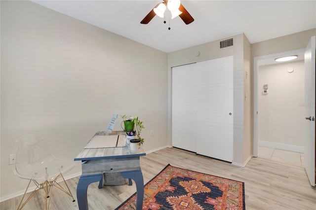 2211 Sunset Dr Unit E3, Bradenton, FL 34207 - office space featuring ceiling fan and light hardwood / wood-style flooring