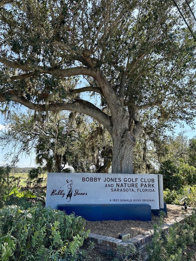 view of community sign