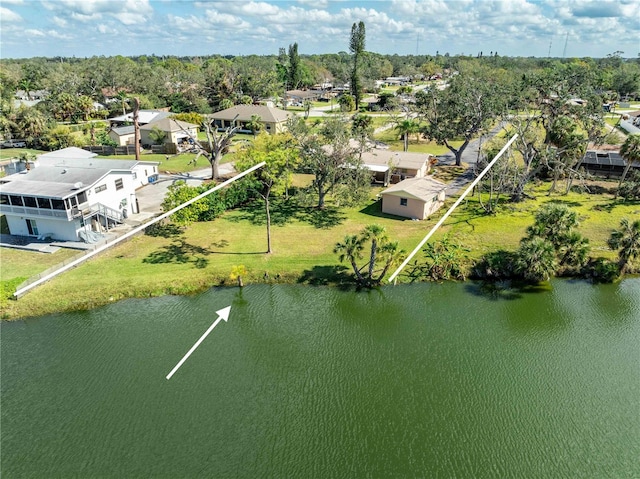 bird's eye view featuring a water view