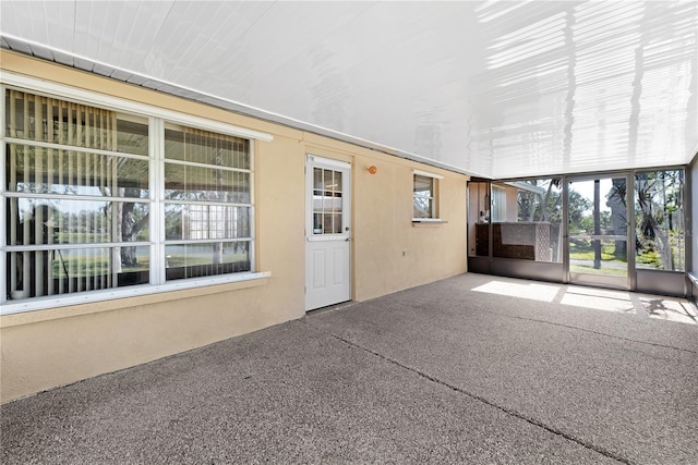 view of unfurnished sunroom