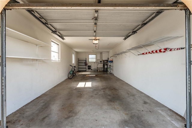 garage with a garage door opener