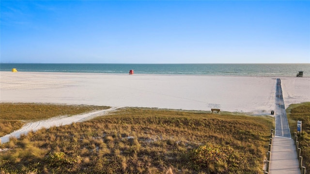 property view of water with a beach view