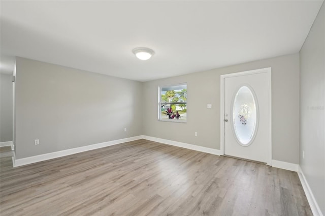 foyer entrance featuring light wood-type flooring