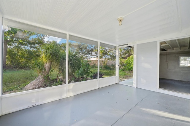 view of unfurnished sunroom