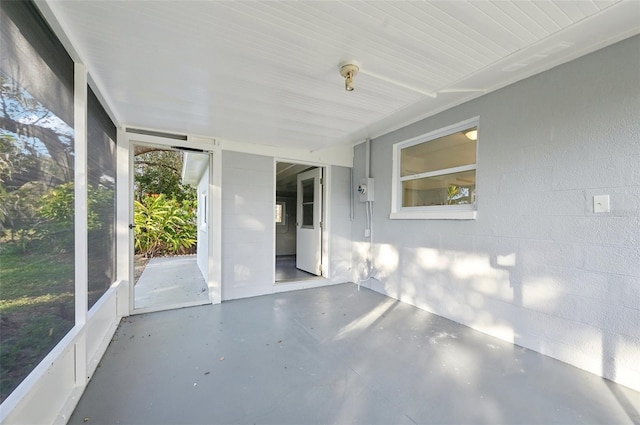 view of unfurnished sunroom