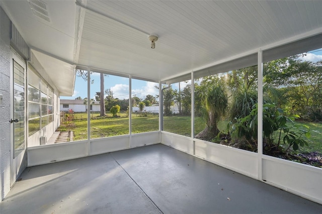 view of unfurnished sunroom