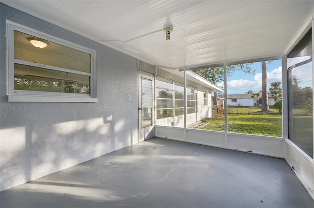 view of unfurnished sunroom