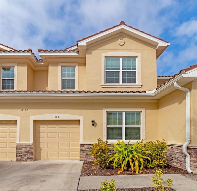 view of front of house with a garage