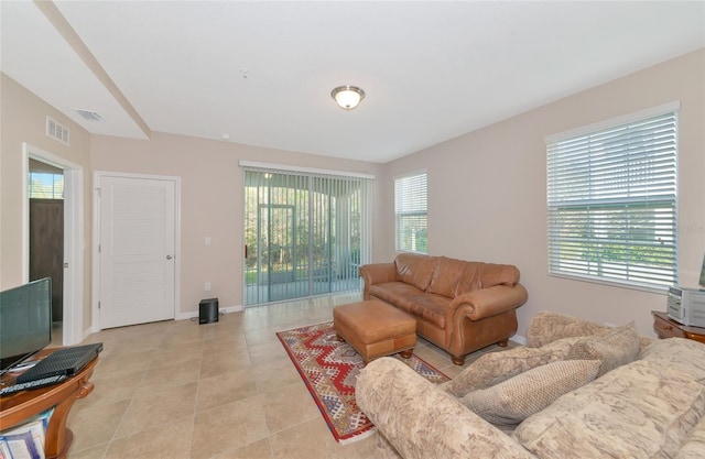 view of tiled living room