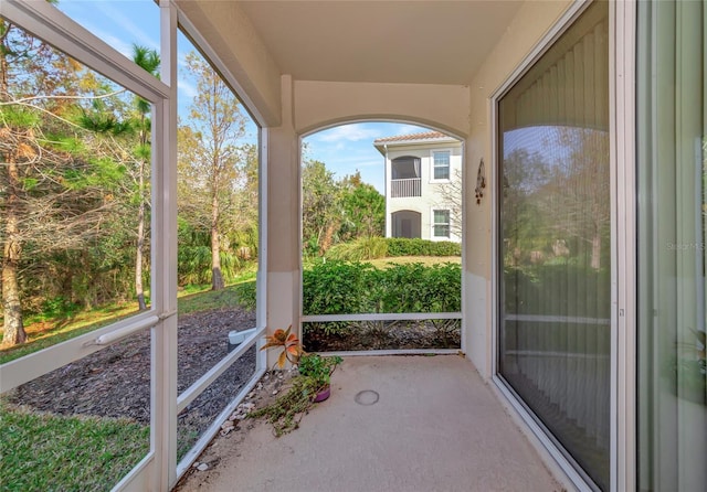 view of unfurnished sunroom