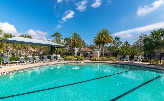 view of pool featuring a gazebo