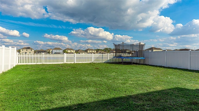 view of yard with a trampoline