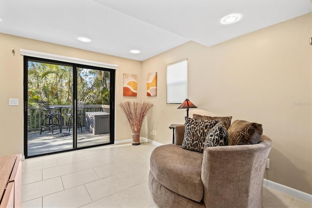 sitting room featuring light tile patterned flooring