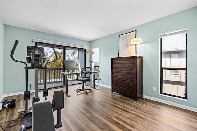 office area with hardwood / wood-style floors