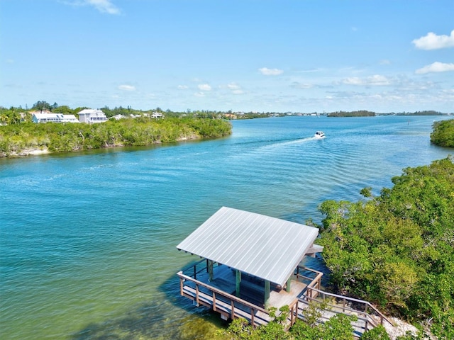 dock area featuring a water view