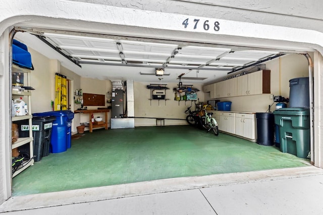 garage with a garage door opener