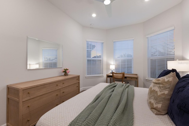 bedroom featuring ceiling fan