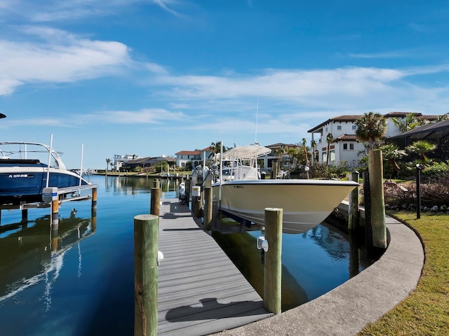 dock area with a water view