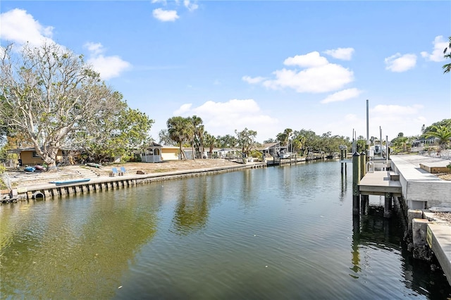 dock area with a water view