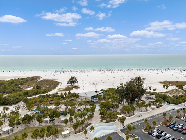 view of water feature with a beach view