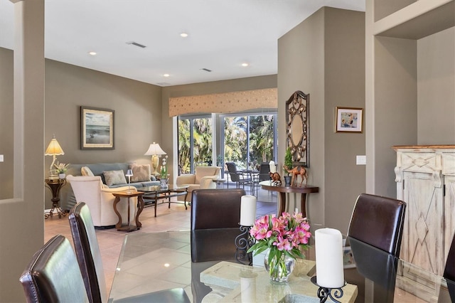 view of tiled dining space