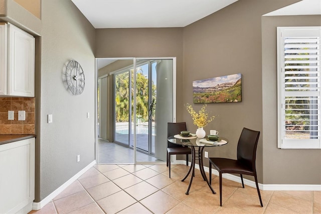 tiled dining room with a wealth of natural light