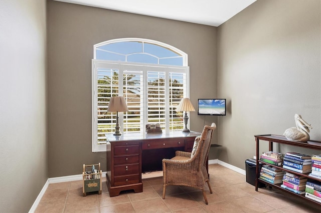 view of tiled office space