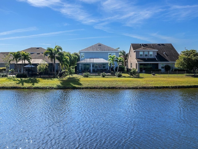 property view of water with fence