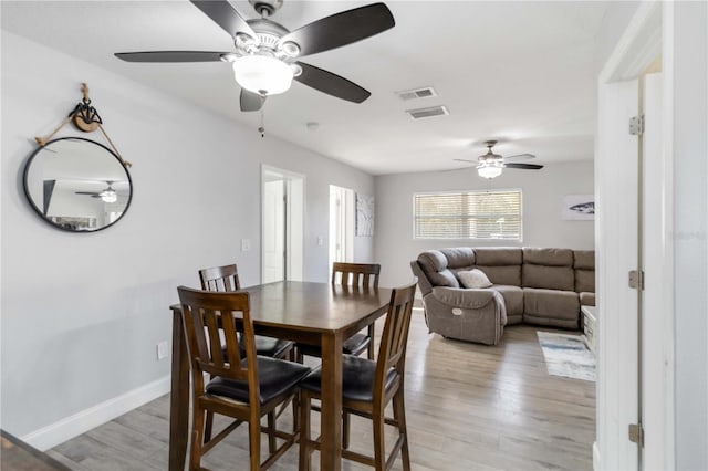 dining room with light hardwood / wood-style flooring