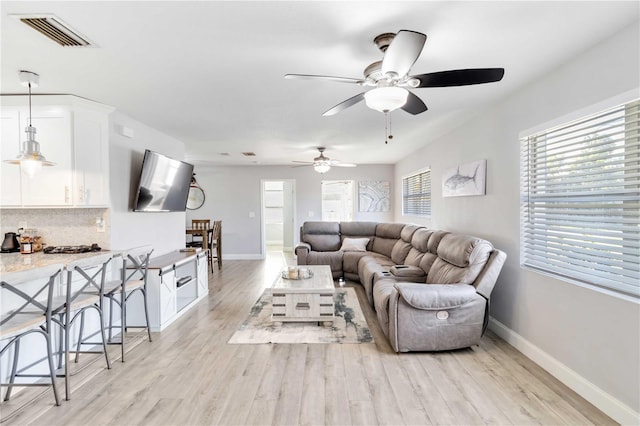 living room with light wood-type flooring