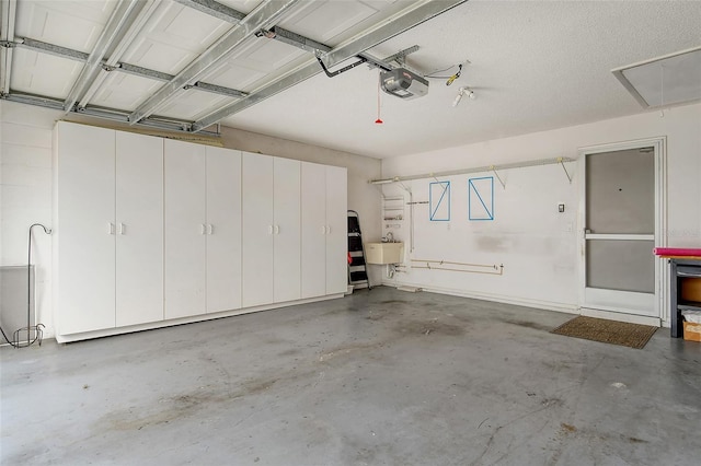 garage featuring a garage door opener and sink