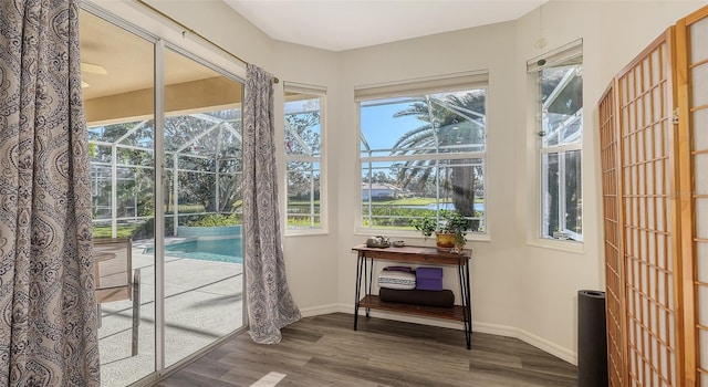 doorway to outside featuring hardwood / wood-style floors