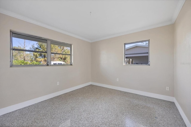 spare room with crown molding