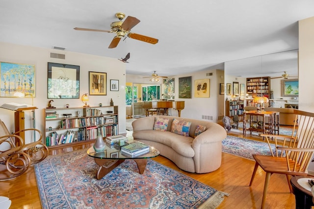 living room featuring light hardwood / wood-style flooring