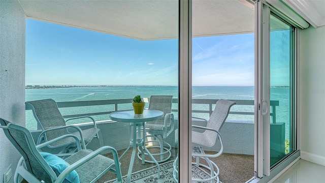 balcony with a water view